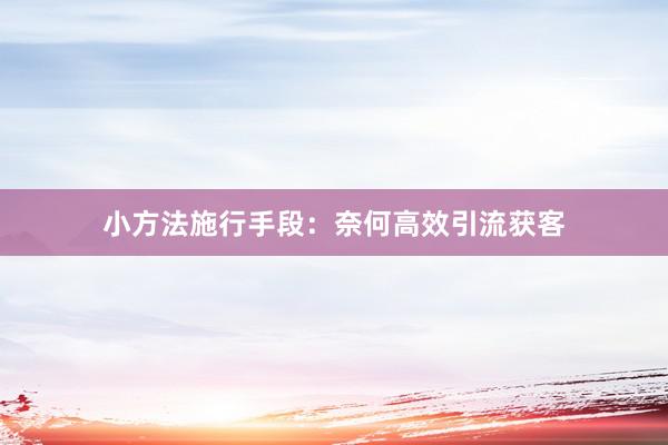 小方法施行手段：奈何高效引流获客